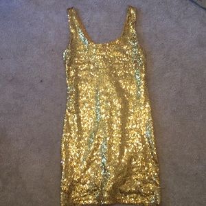 J for Justify A Line Sequined Tank Dress Sz M Gold